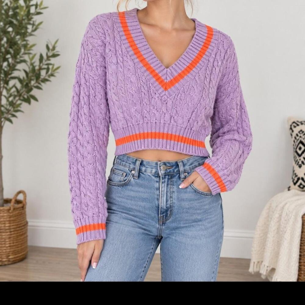 Idem Ditto Purple Cable Knit Sweater 💜